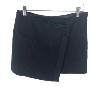 CAbi wrap Swathe Quilted Pattern Black Mini Skirt Size S